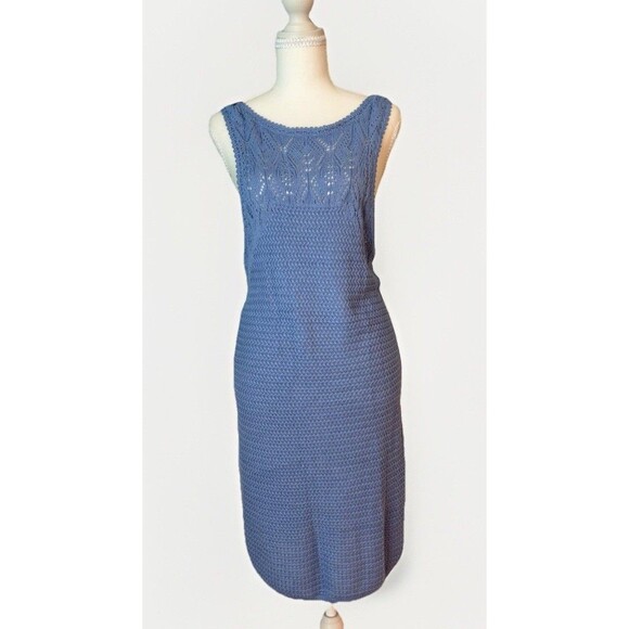 Free People Dresses & Skirts - Free People Beach Coastal Open Knit Low Back Cover Up Dress Blue NWT M